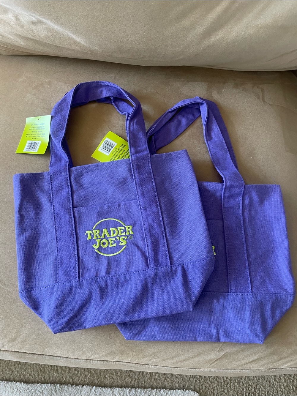 One Trader Joe’s Purple Canvas Tote Bag - Reusable Shopper